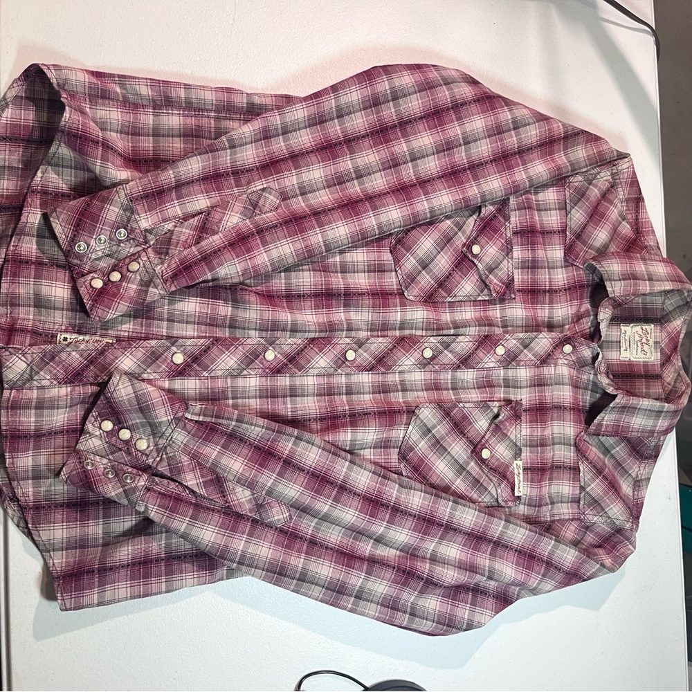 Lucky Brand Men’s M Plaid Button-Up Shirt Pearl Snap Awesome‎ Pattern
